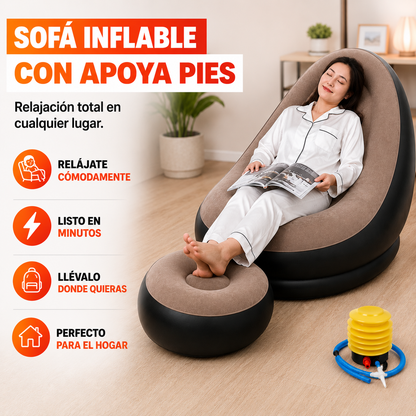 Sillón Inflable con Apoya Pies + Inflador Incluido
