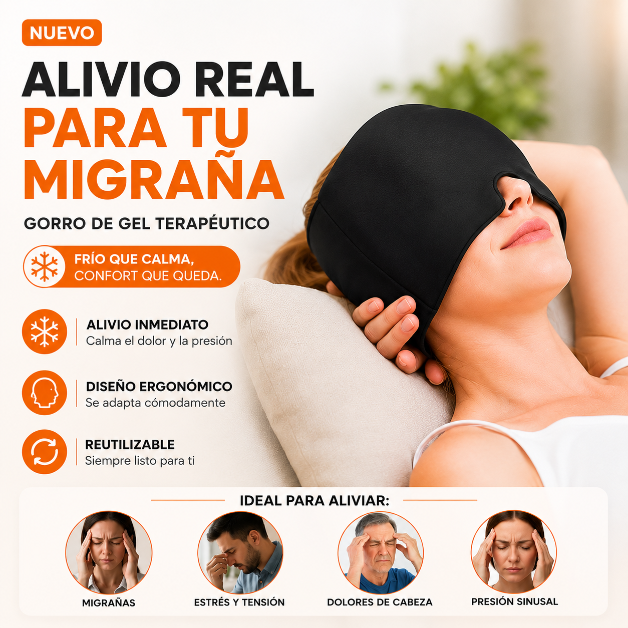 Gorro para Migrañas y Dolores de Cabeza