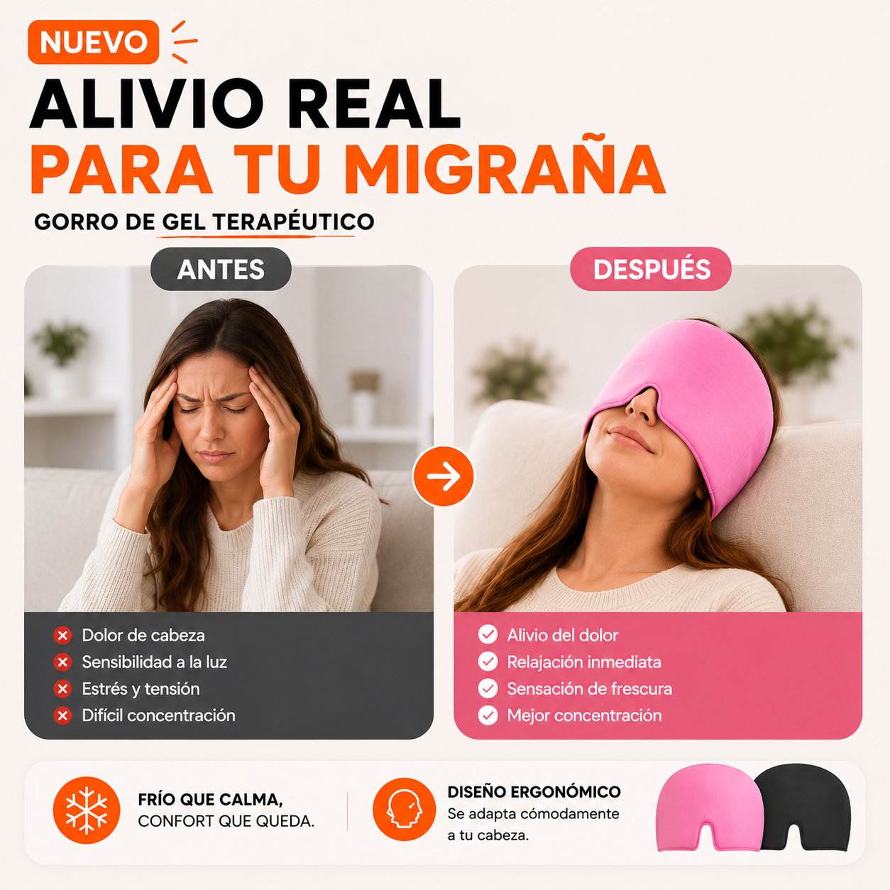 Gorro para Migrañas y Dolores de Cabeza