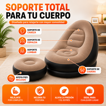 Sillón Inflable con Apoya Pies + Inflador Incluido