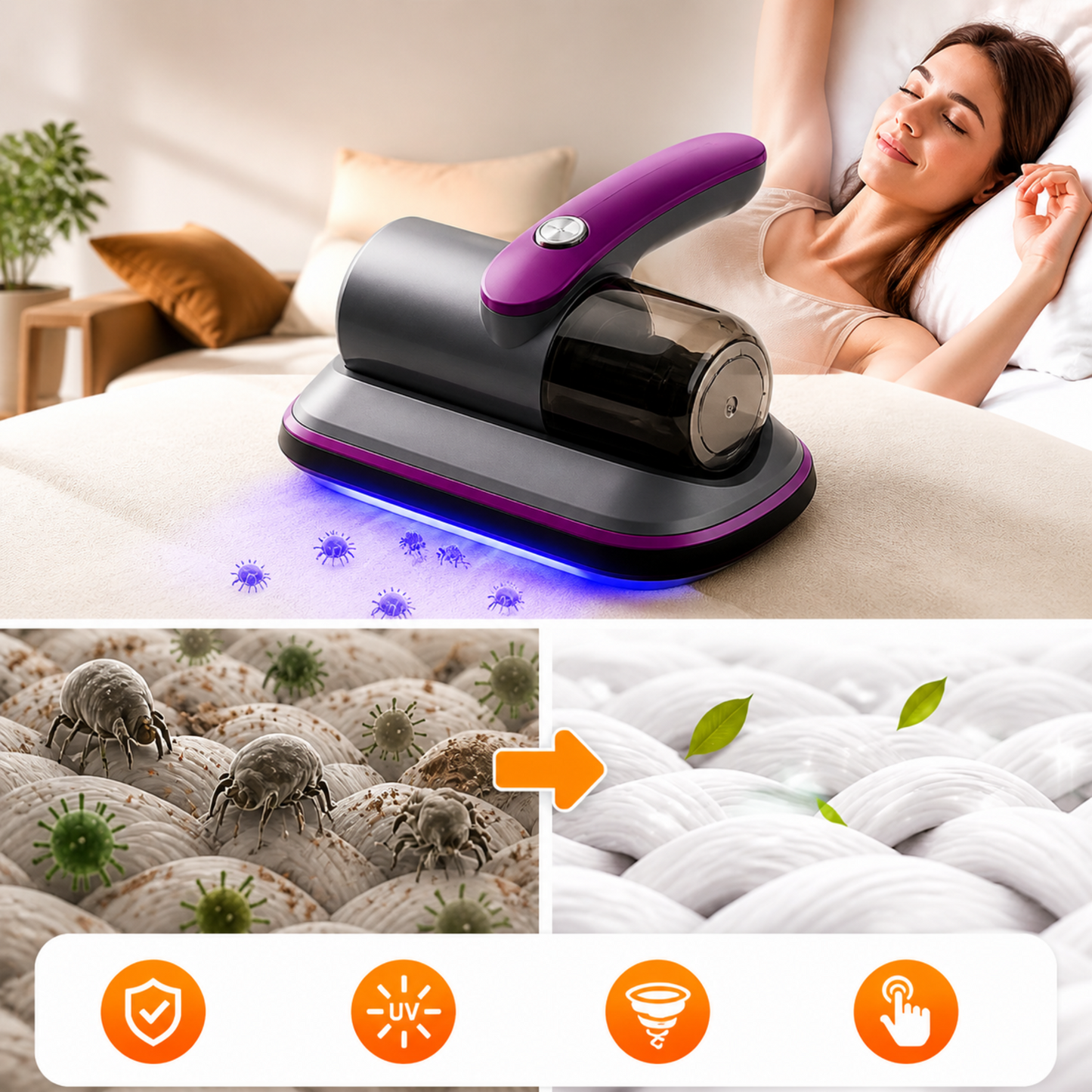 Aspiradora UV – Elimina Ácaros y Bacterias