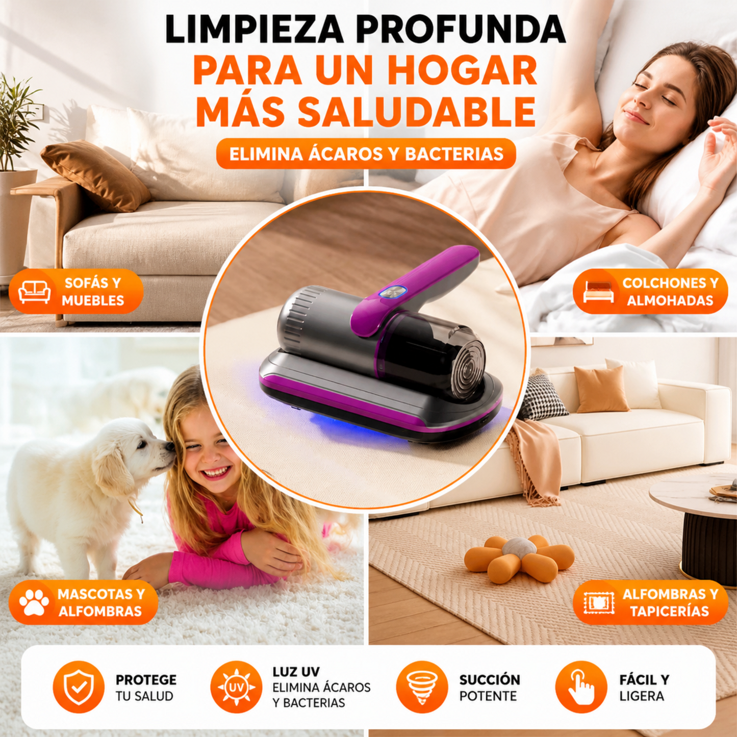 Aspiradora UV – Elimina Ácaros y Bacterias